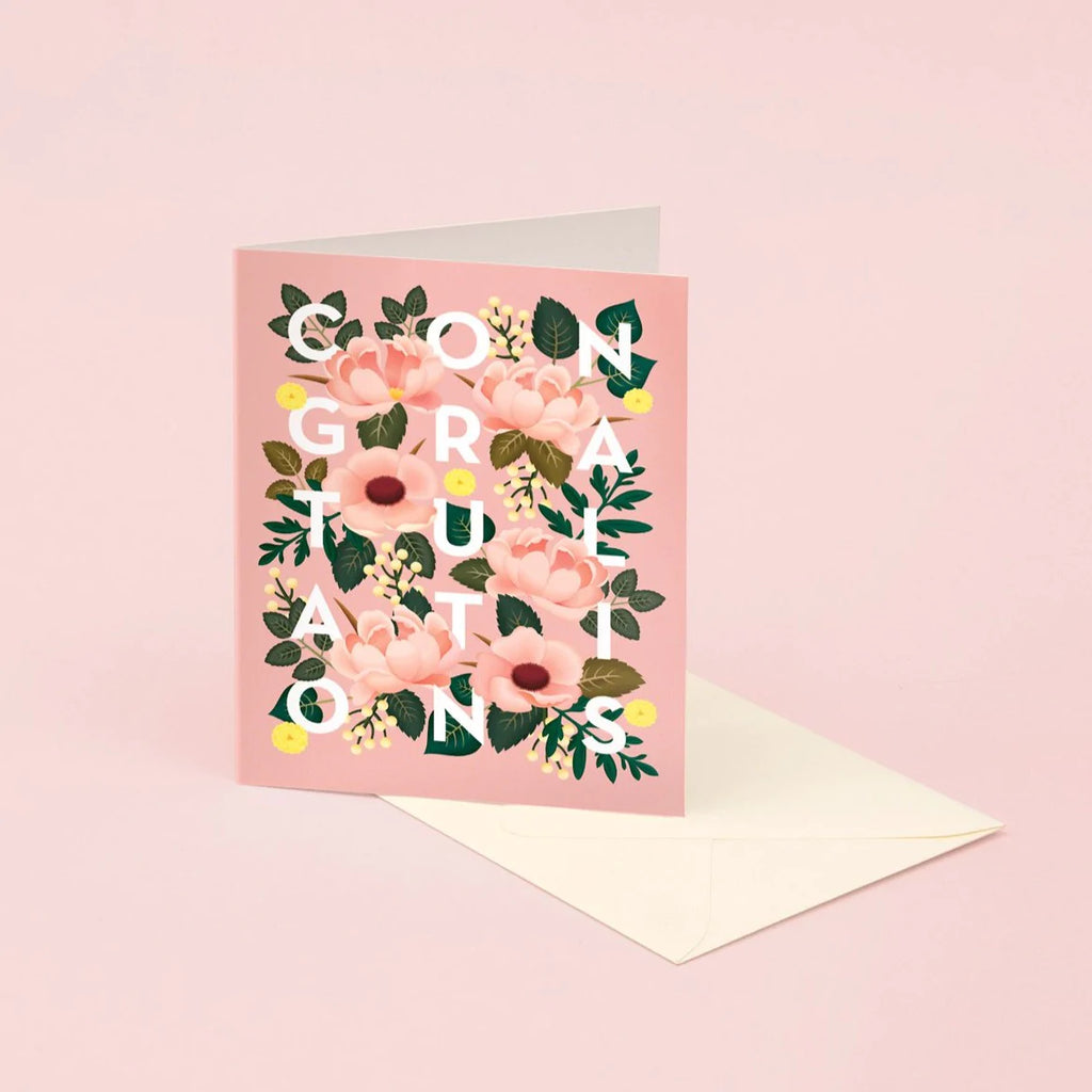 Dusty Pink Floral Congratulations Card | Paper & Cards Studio
