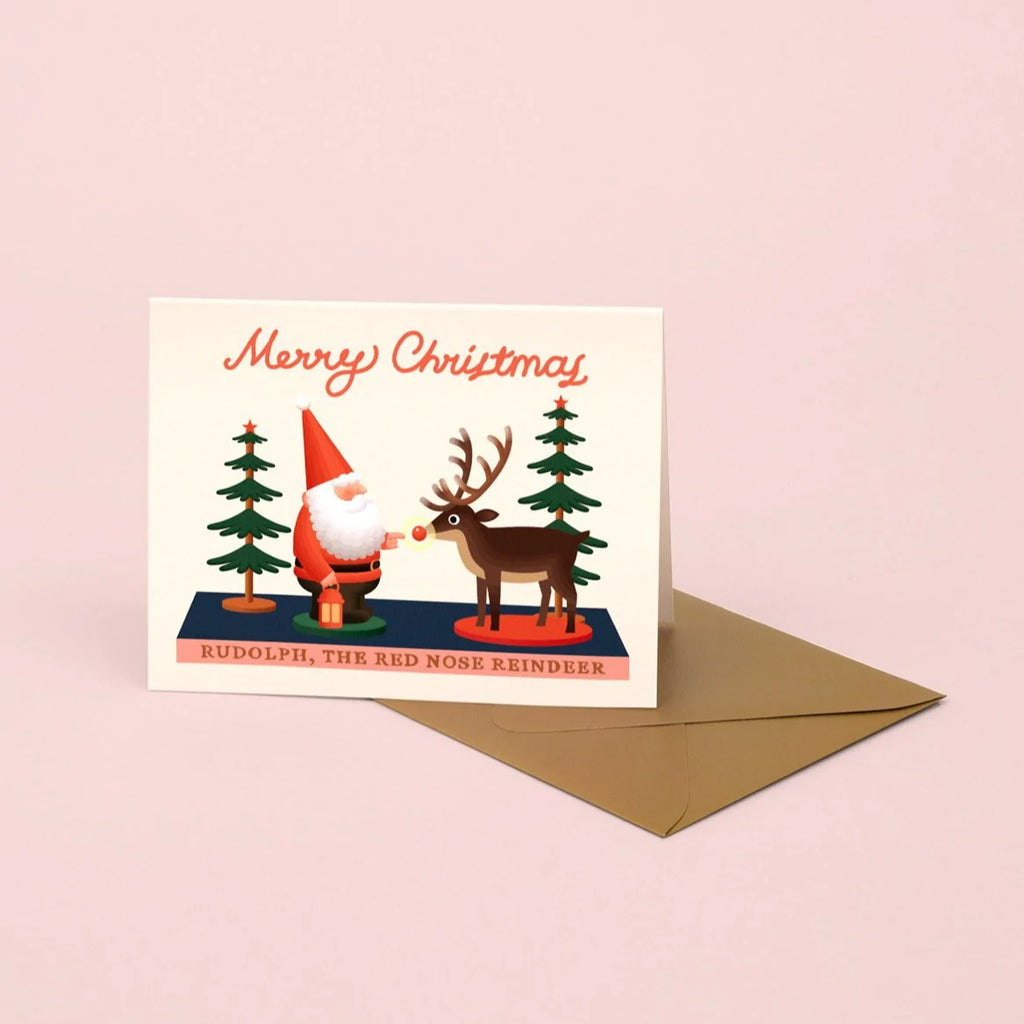 Santa and Rudolph Toy Christmas Card | Paper & Cards Studio