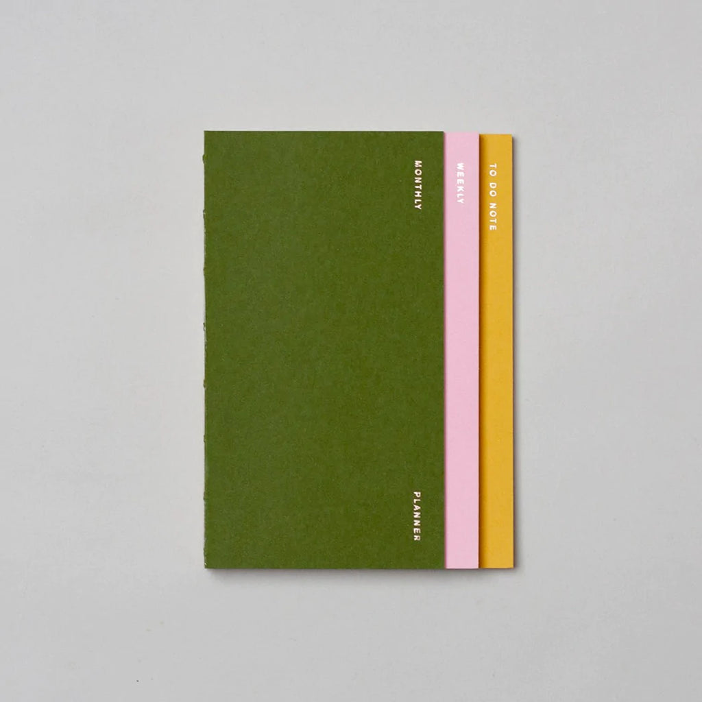 3 in 1 Planner Petite A6 - Green - Monthly/Weekly/To Do Note