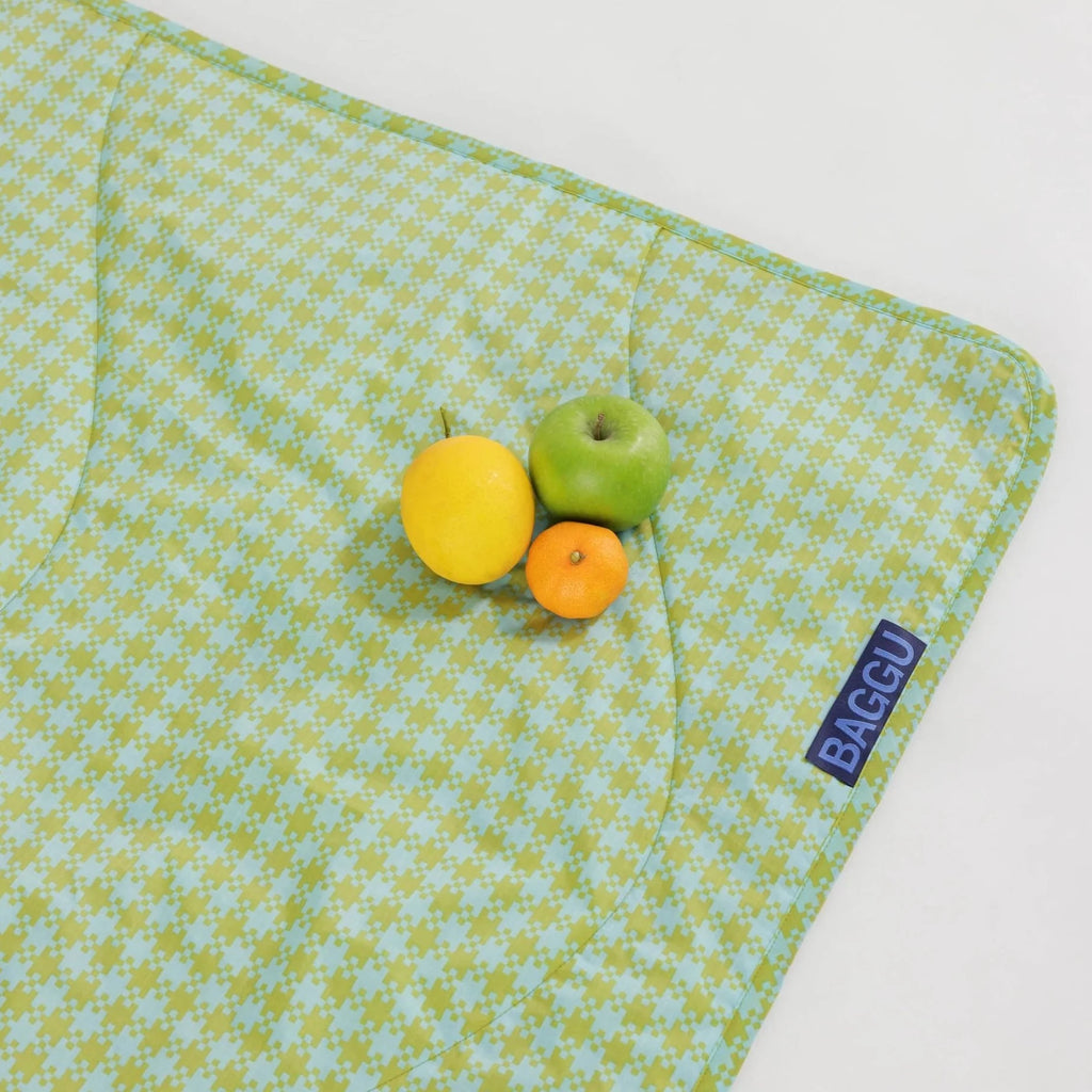 Baggu Puffy Picnic Blanket - Mint Pixel Gingham