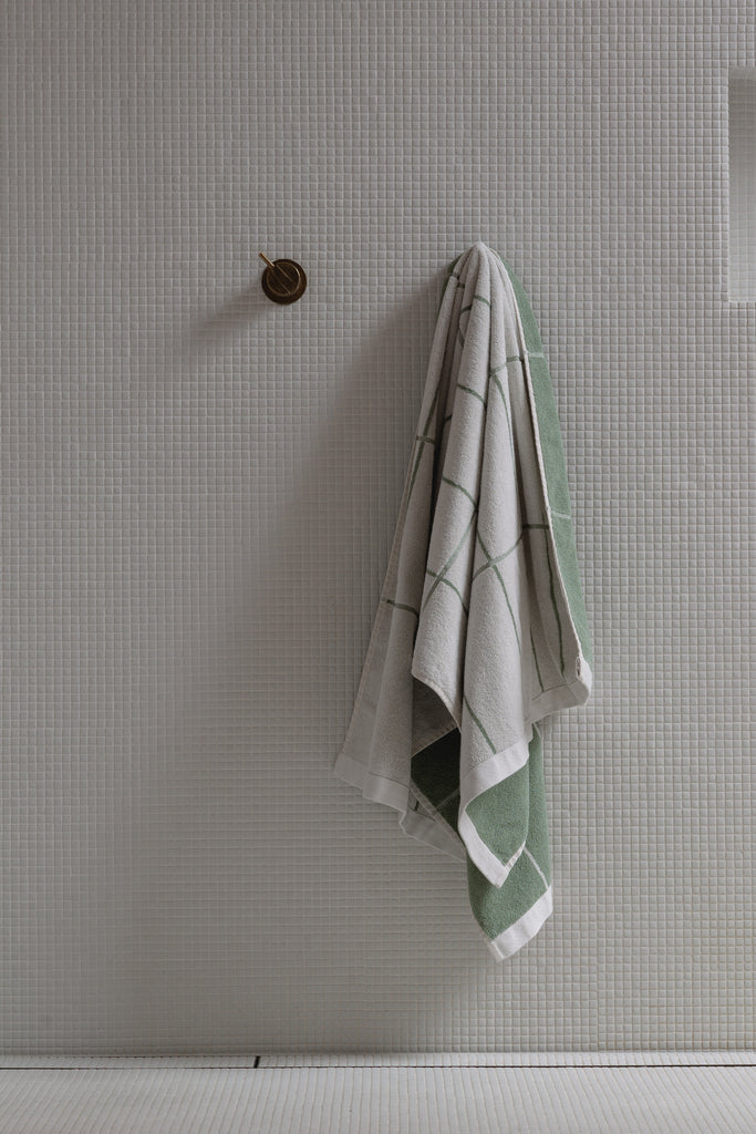 Bethell Bath Towel in Sage and Chalk | Baina | Garian Hong Kong Lifestyle Concept Store