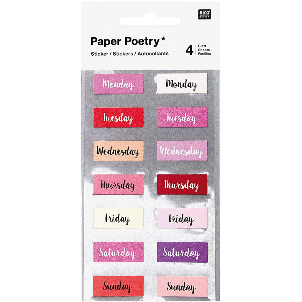 Pink Weekday Stickers | Paper & Cards Studio