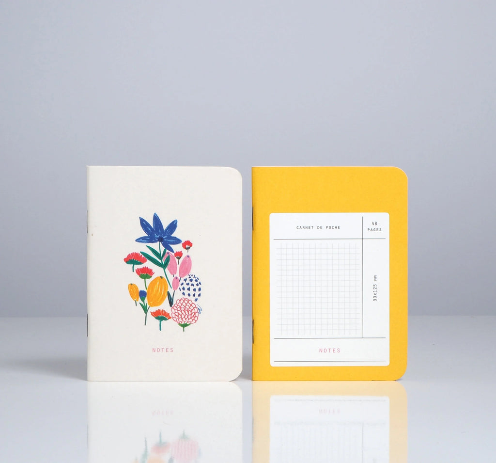 Fleurs Sauvages Mini Pocket Book, Blank and Grid | Paper & Cards Studio
