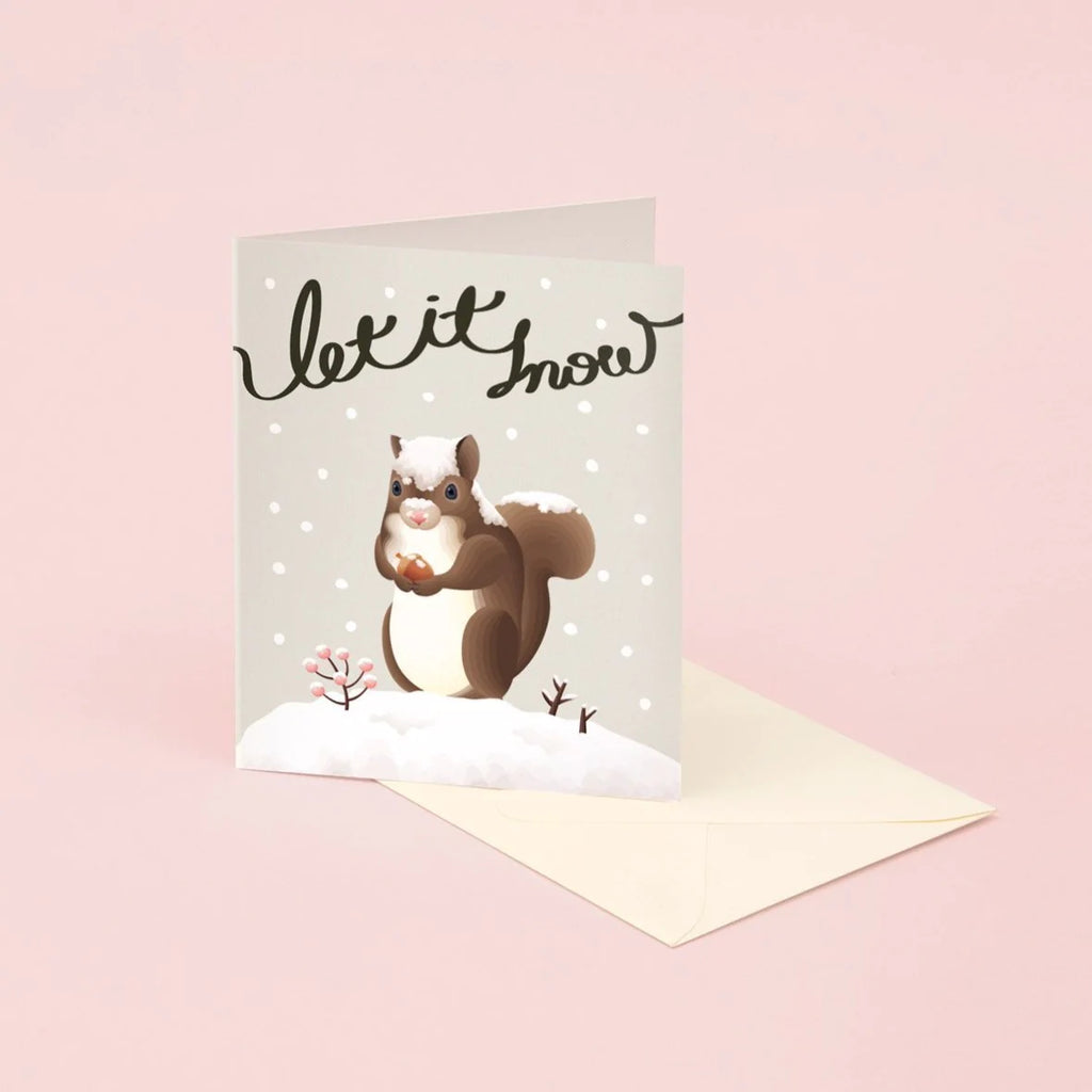 Let It Snow Squirrel Christmas Holidays Greeting Card
