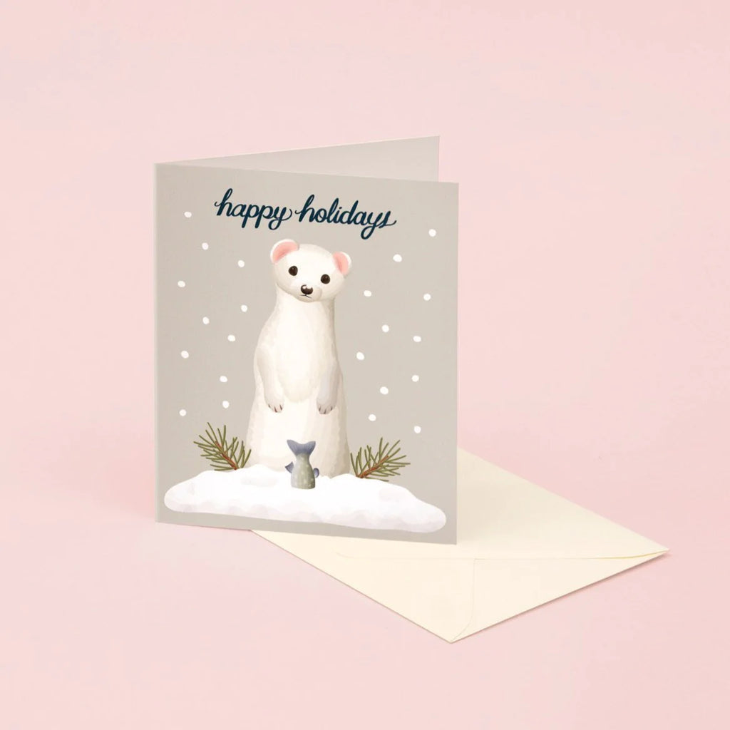 Weasel Happy Holidays Christmas Greeting Card