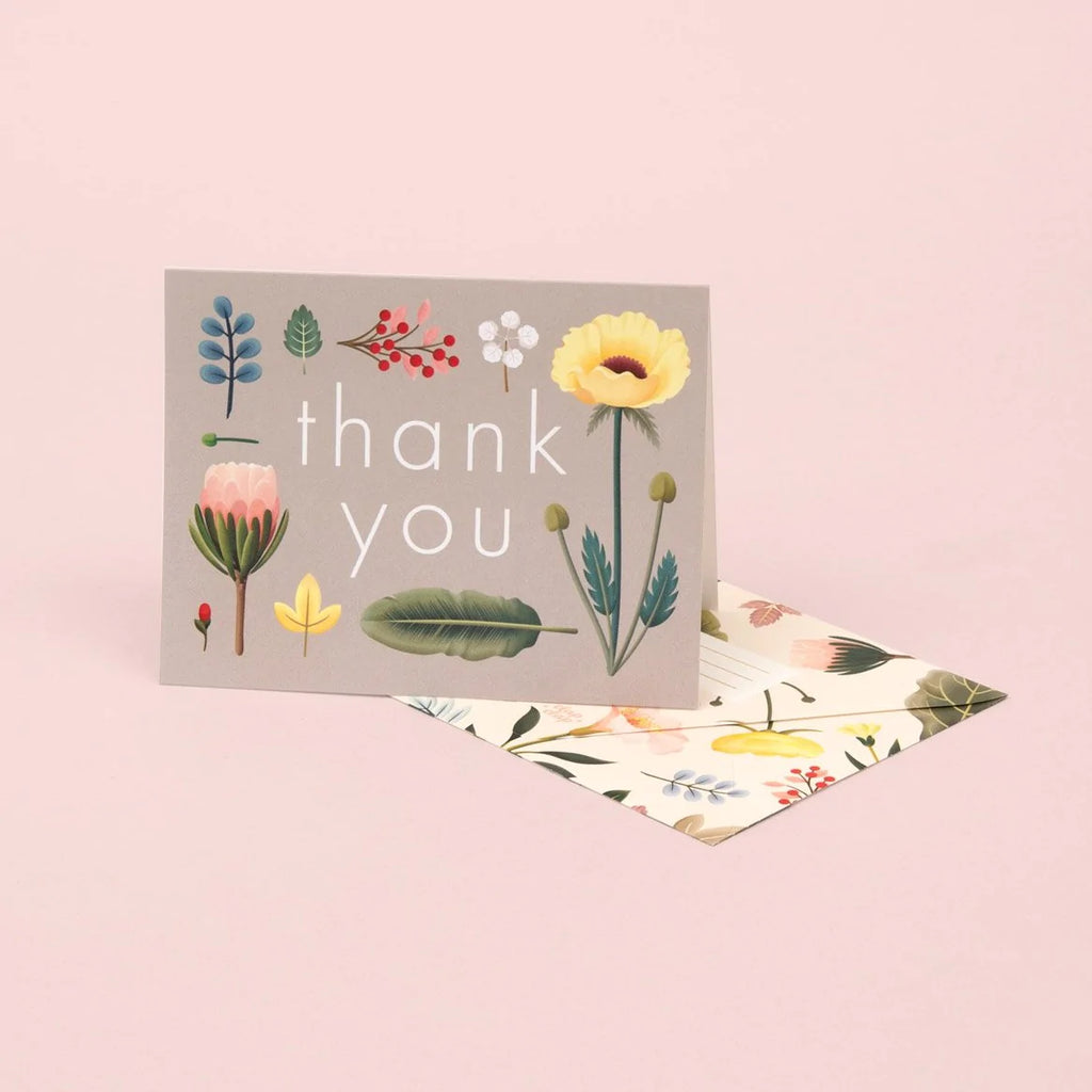 Spring Bloom Thank You Card - Grey | Paper & Cards Studio