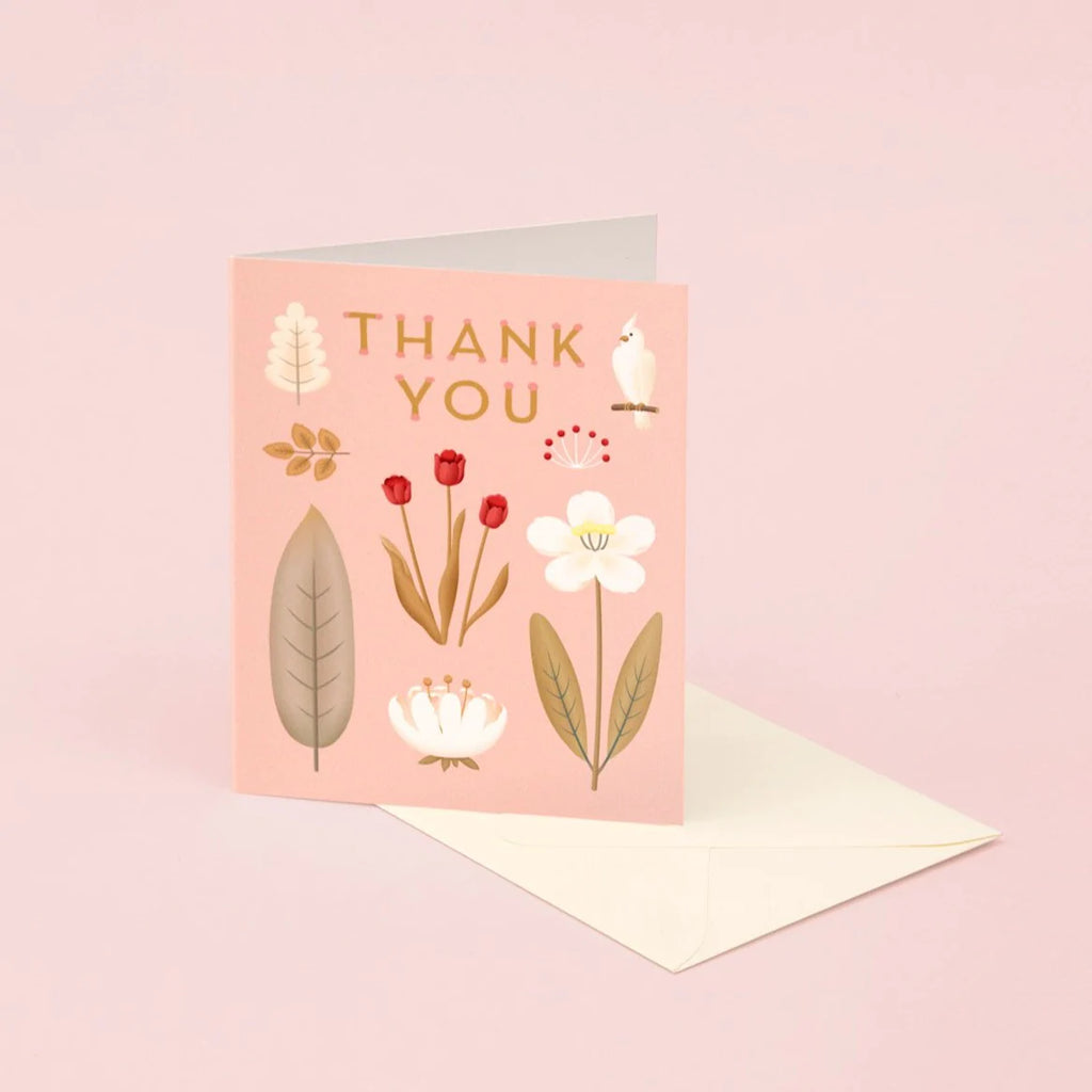 Parrot Botanical Thank You Card - Pink | Paper & Cards Studio