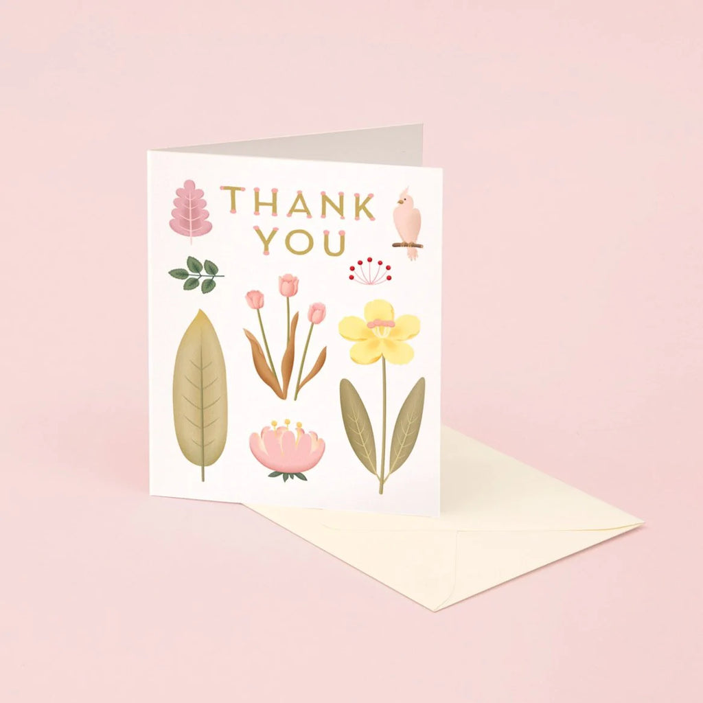 Parrot Botanical Thank You Card - Cream | Paper & Cards Studio