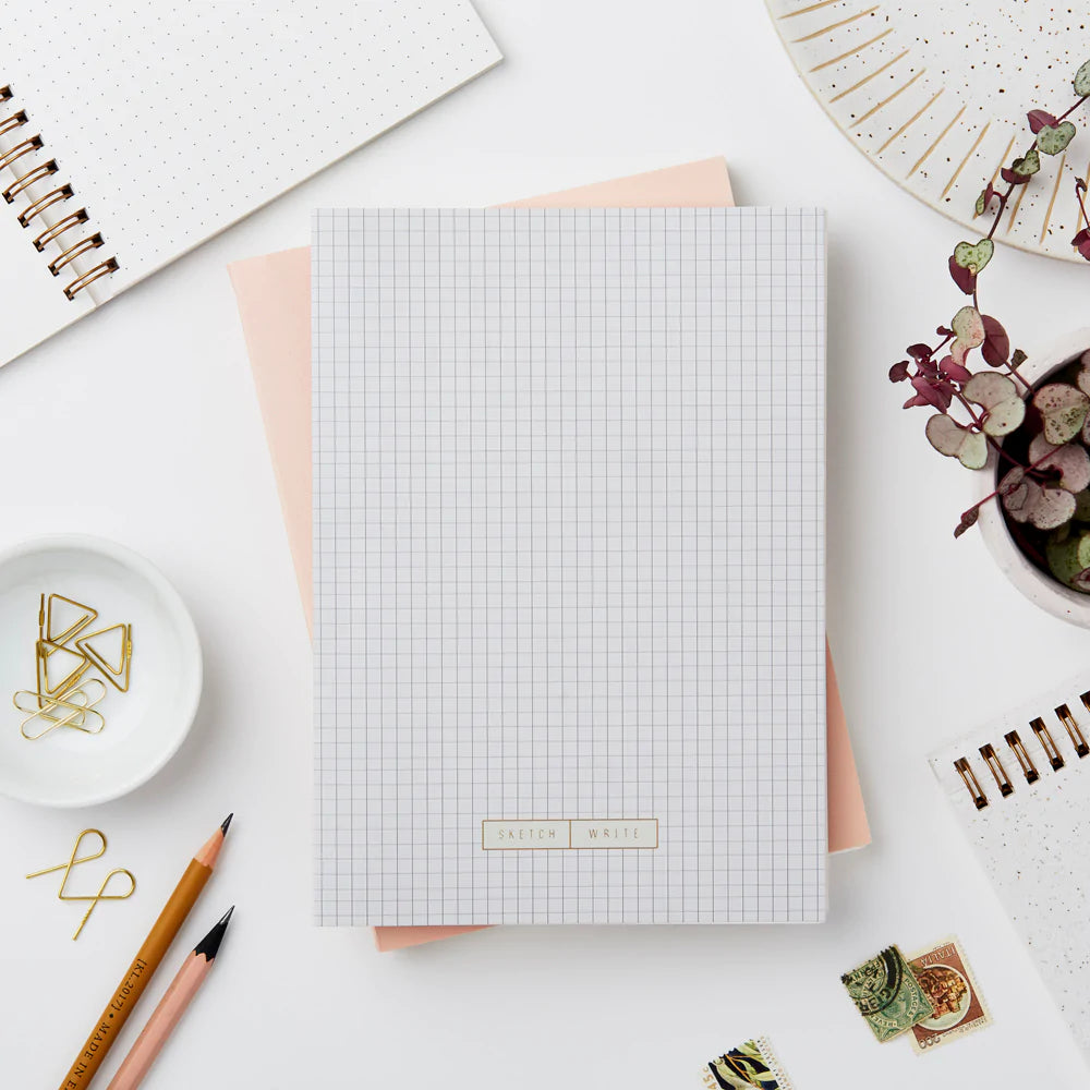 Wiro Grey Grid Notebook, Blank and Dot Grid | Paper & Cards Studio