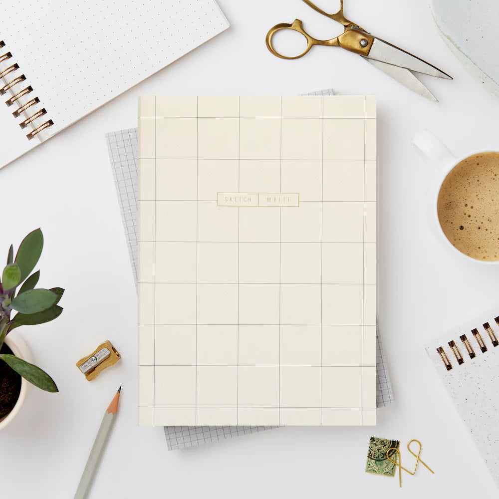 Wiro Cream Grid Notebook, Blank and Dot Grid | Paper & Cards Studio