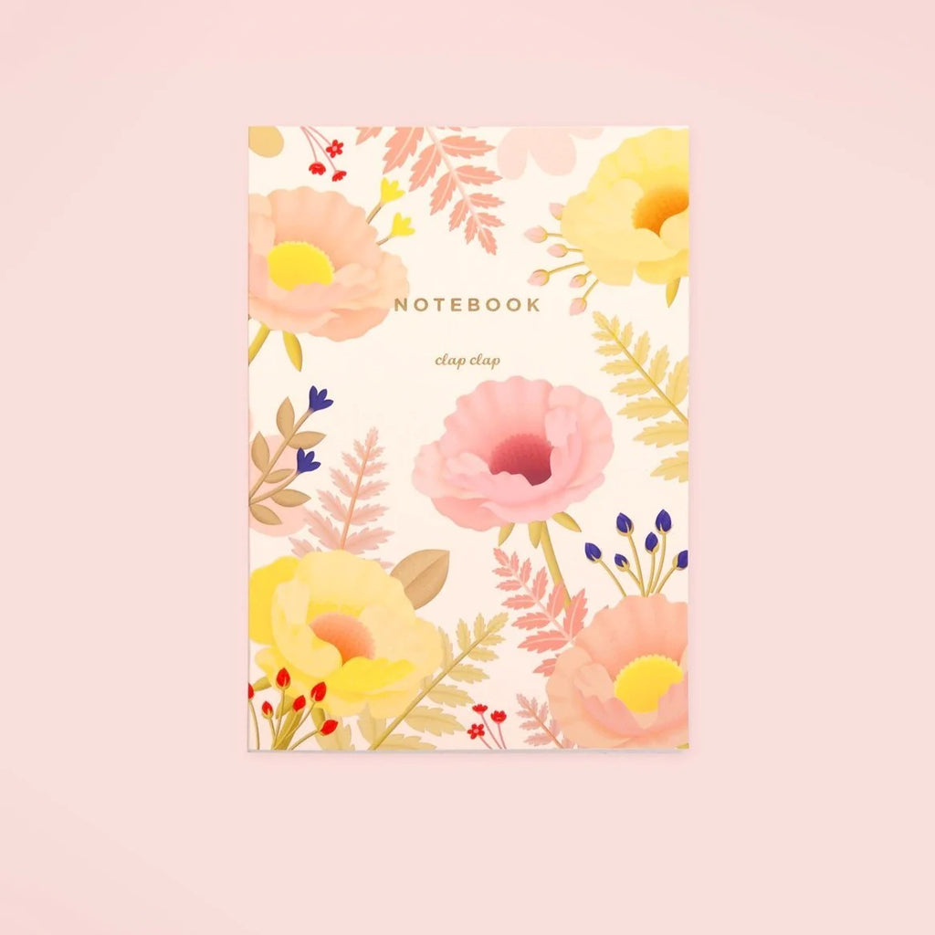 Oriental Poppy Notebook - Vanilla, Lined | Paper & Cards Studio