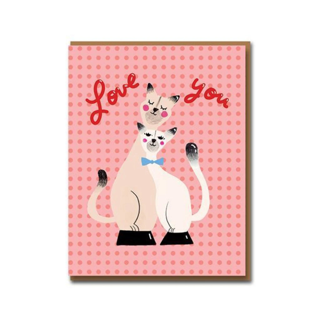 Porcelain Cats Kitties Love You Pink Greeting Card