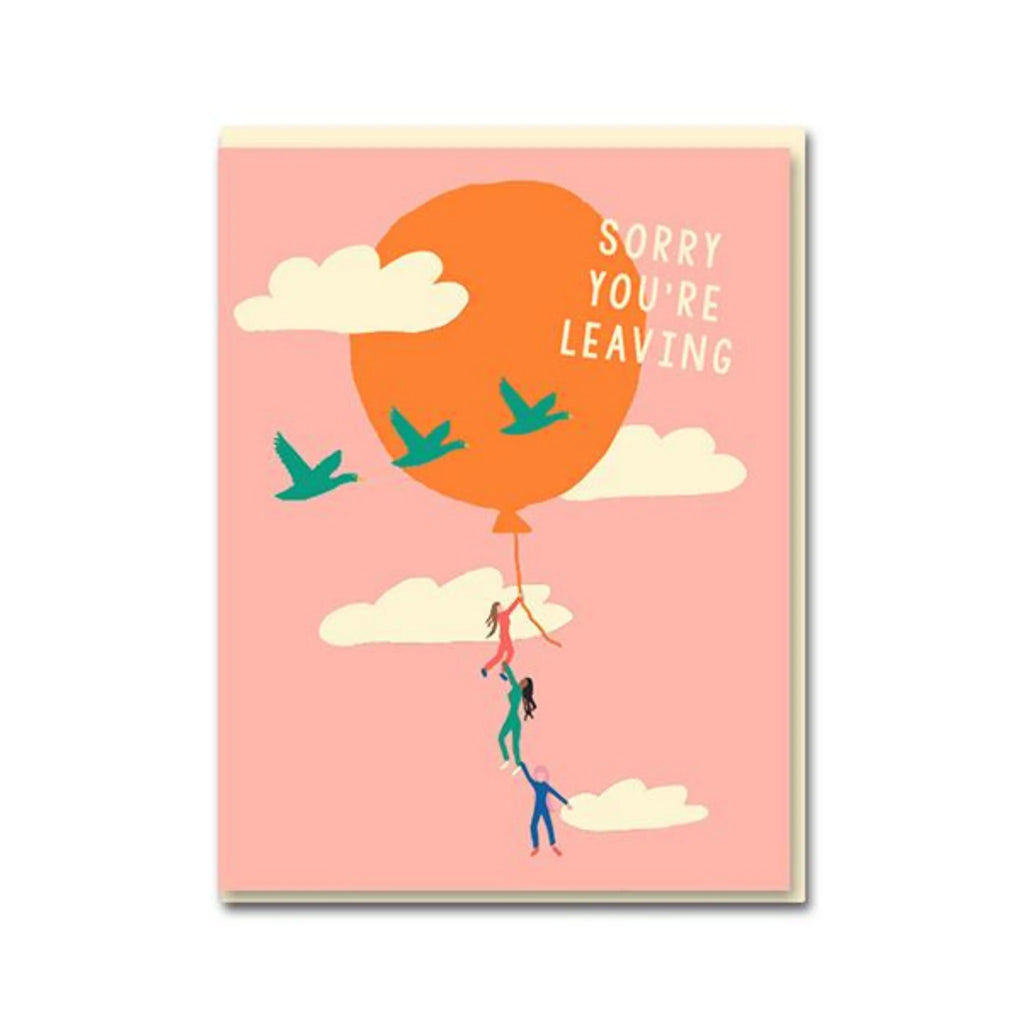Sorry You're Leaving Pink Balloon Birds Greeting Card