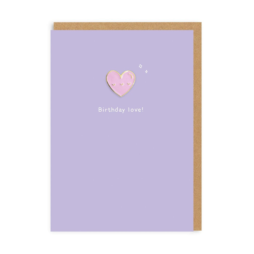 Birthday Love Purple Pink Enamel Pin Greeting Card