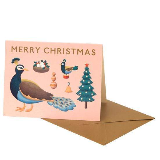 Peacock Merry Christmas Greeting Card