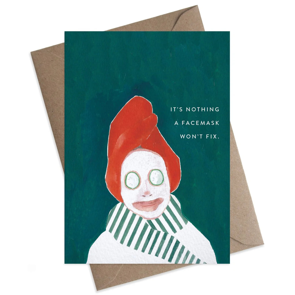 it's nothing a facemask won't fix green illustrated friendship greeting card