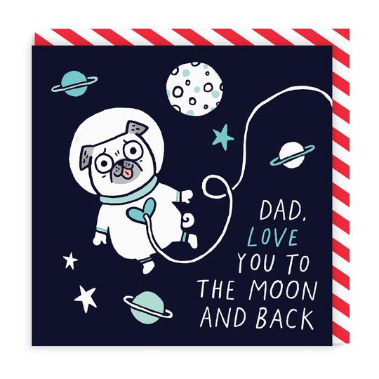Dad Love You To The Moon and Back Square Card | Paper & Cards Studio