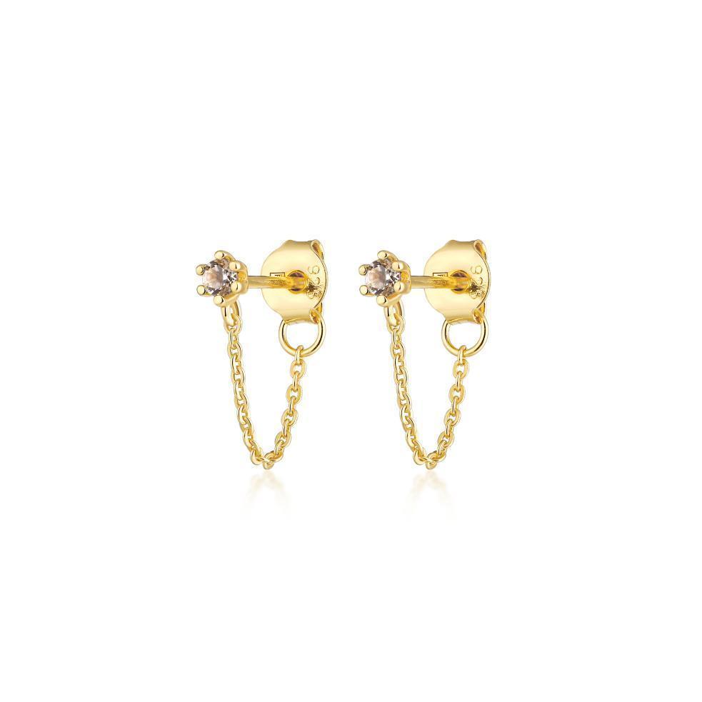 Plant Gemstone Stud and Chain Earrings | Garian 