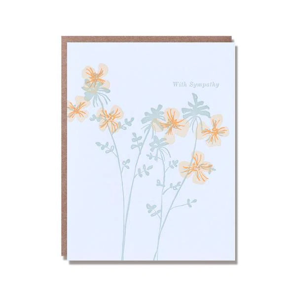 With sympathy Orange layered flowers Greeting Cards