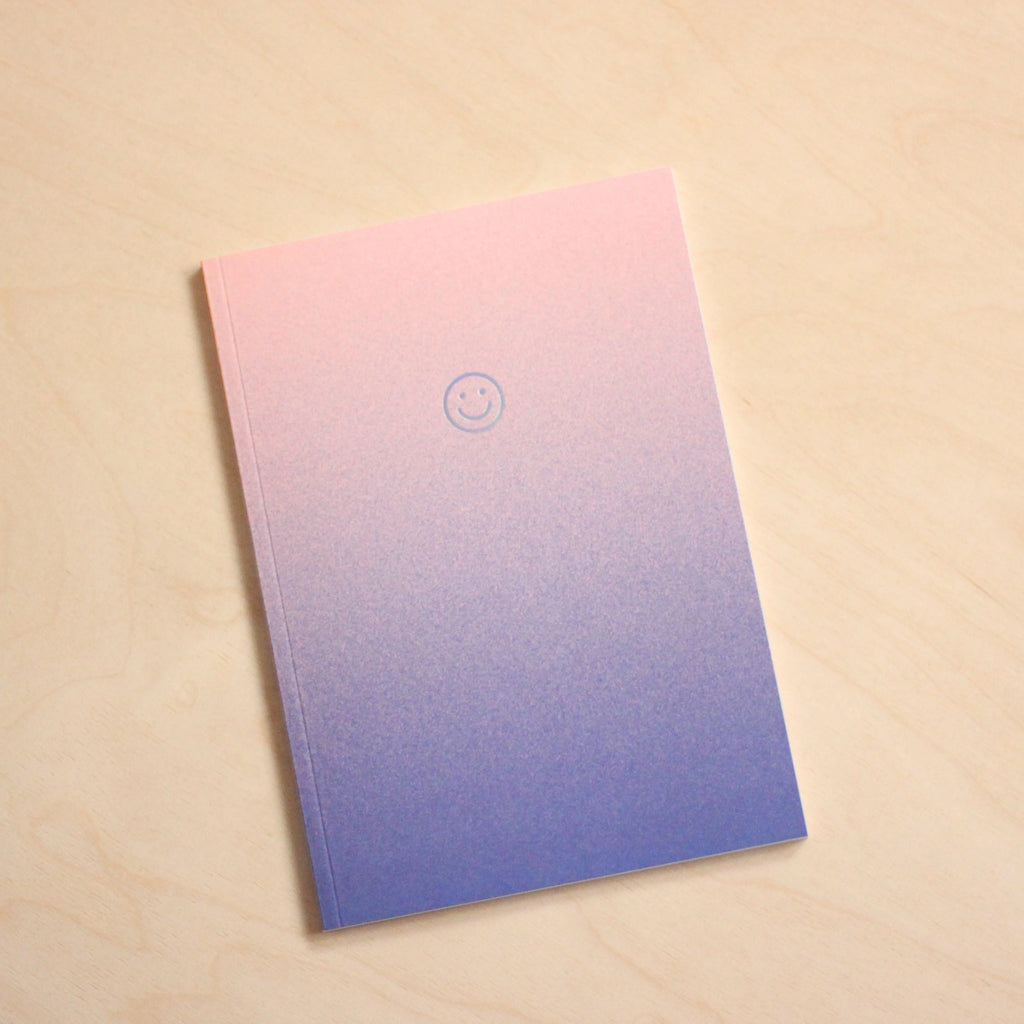 Gradient Smiley Notebook - Blue/Pink, Blank | Paper & Cards Studio
