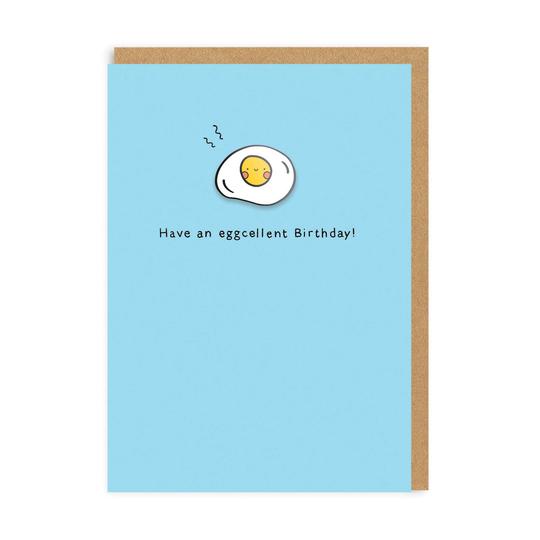 Eggcellent Birthday Enamel Pin Card | Paper & Cards Studio
