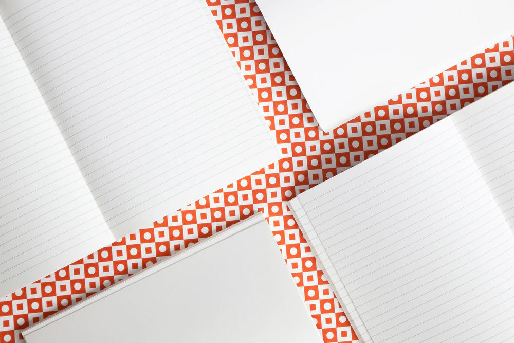 Medium Layflat Notebook, Dash Print in Leaf Green | Ruled | Paper & Cards Studio